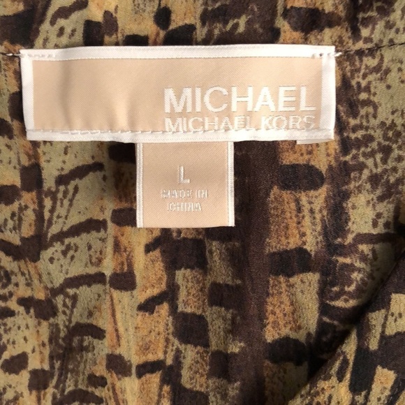 Micheal Kors brown snakeskin poncho type top /cover up  gold chain lace at neck - Picture 2 of 11